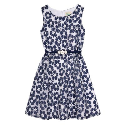 Yumi Girl Blue Floral Lace Skater Dress